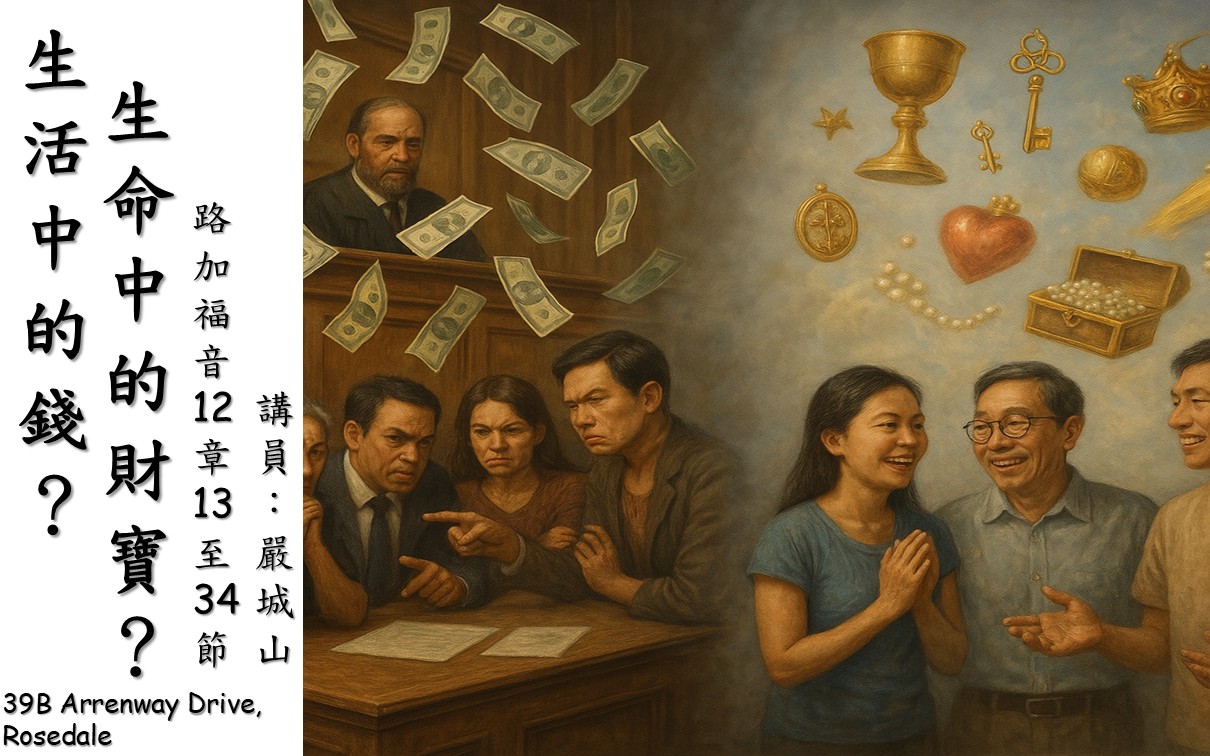 2025年07月27日上午10時 證道：生活中的錢？生命中的財寶？ 經文：路加福音 12:13–34 講員：嚴城山弟兄